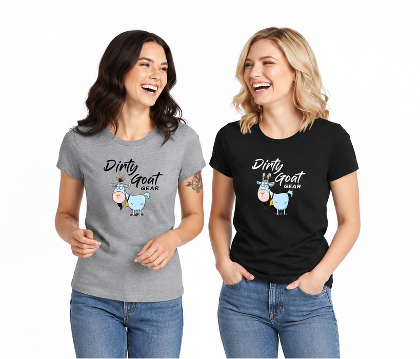 Zoomed-out women’s grey Dirty Goat Gear shirt photo